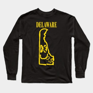 Delaware Grunge Smiling Face Black Background Long Sleeve T-Shirt